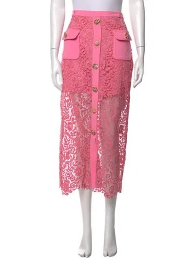 Pre-owned Self-portrait Lace Pattern Midi Length Skirt In Pink