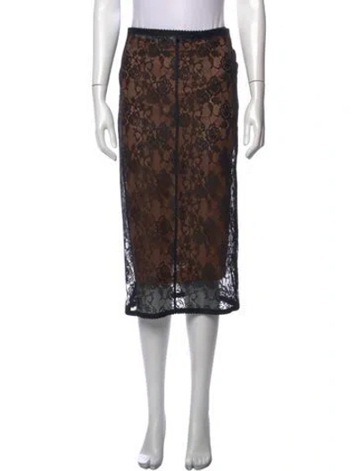 Pre-owned Self-portrait Lace Pattern Midi Length Skirt W/ Tags In Brown