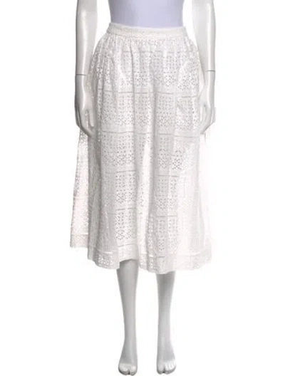Pre-owned Self-portrait Lace Pattern Midi Length Skirt W/ Tags In White