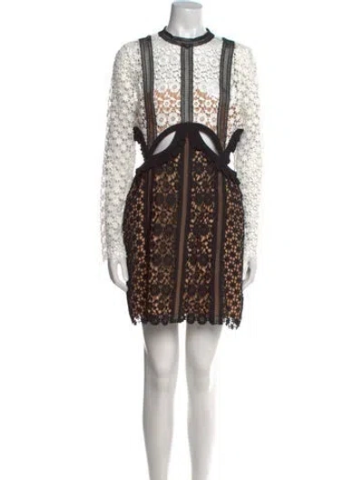 Pre-owned Self-portrait Lace Pattern Mini Dress In Black