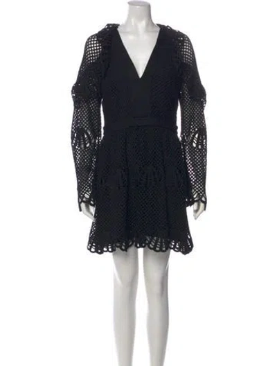 Pre-owned Self-portrait Lace Pattern Mini Dress In Black