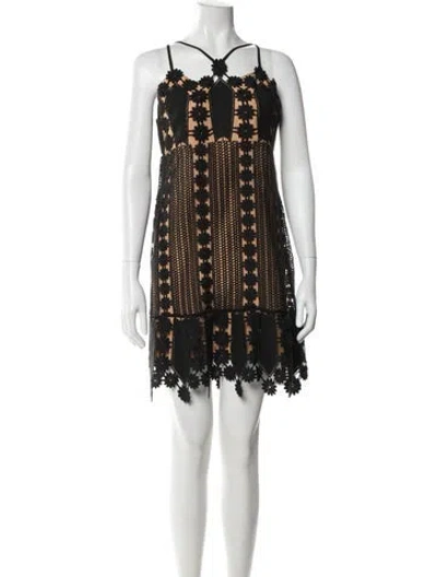 Pre-owned Self-portrait Lace Pattern Mini Dress In Black