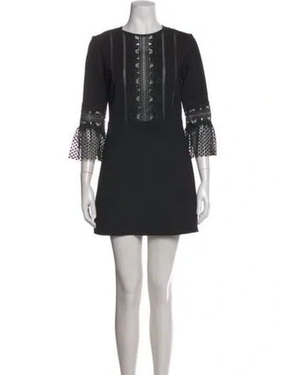 Pre-owned Self-portrait Lace Pattern Mini Dress In Black
