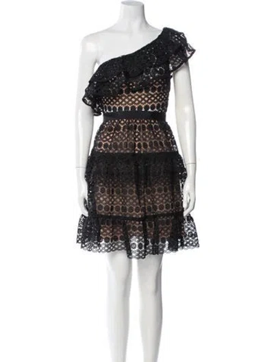 Pre-owned Self-portrait Lace Pattern Mini Dress In Black