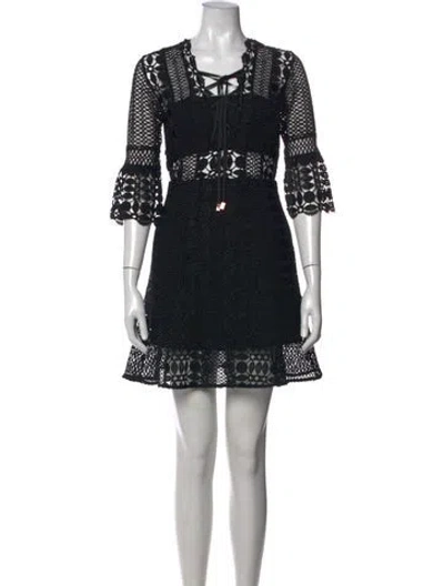 Pre-owned Self-portrait Lace Pattern Mini Dress In Black