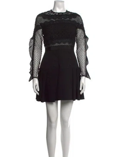 Pre-owned Self-portrait Lace Pattern Mini Dress In Black