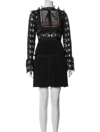 Pre-owned Self-portrait Lace Pattern Mini Dress In Blue