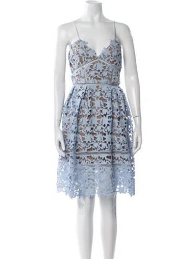 Pre-owned Self-portrait Lace Pattern Mini Dress In Blue