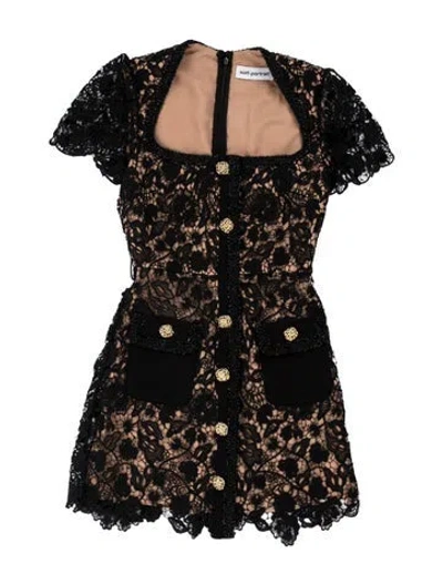 Pre-owned Self-portrait Lace Pattern Mini Dress In Brown