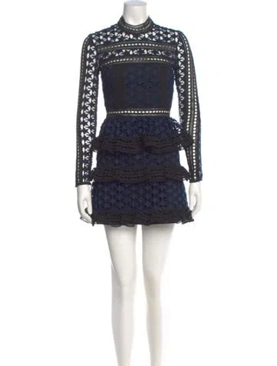 Pre-owned Self-portrait Lace Pattern Mini Dress In Multi