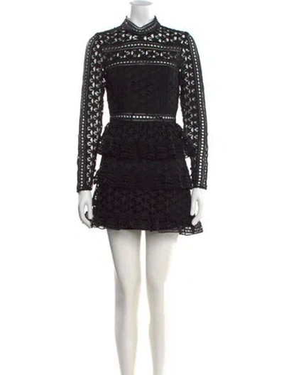 Pre-owned Self-portrait Lace Pattern Mini Dress In Multi
