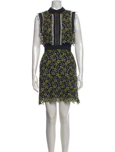 Pre-owned Self-portrait Lace Pattern Mini Dress In Multi