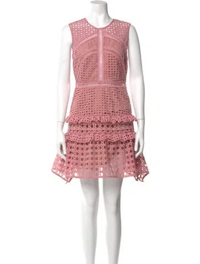 Pre-owned Self-portrait Lace Pattern Mini Dress In Multi