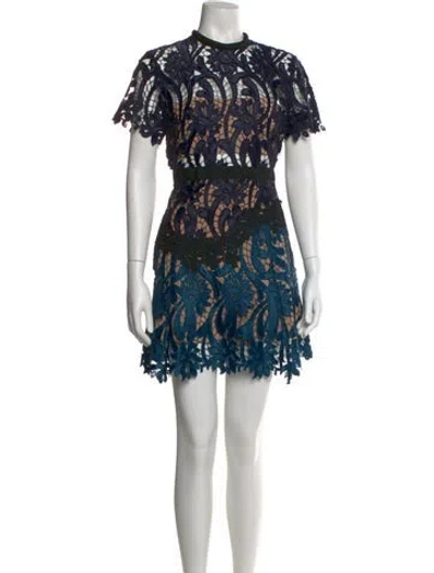 Pre-owned Self-portrait Lace Pattern Mini Dress In Multi