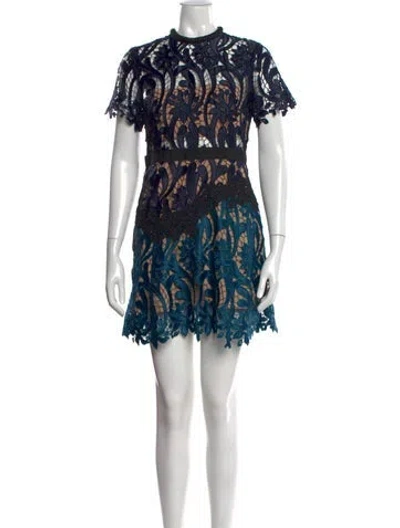 Pre-owned Self-portrait Lace Pattern Mini Dress In Multi