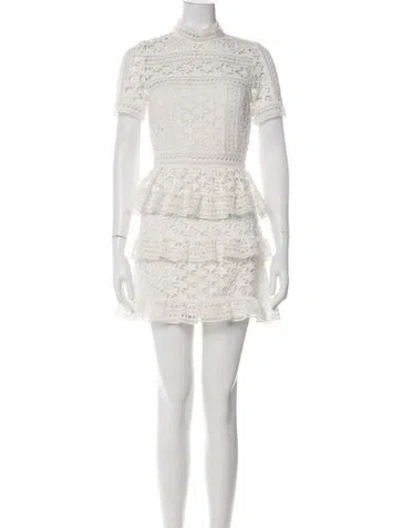 Pre-owned Self-portrait Lace Pattern Mini Dress In Neutral