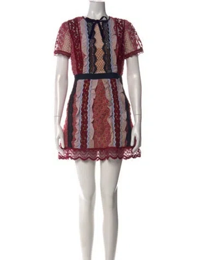 Pre-owned Self-portrait Lace Pattern Mini Dress In Pink