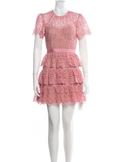 Pre-owned Self-portrait Lace Pattern Mini Dress In Pink
