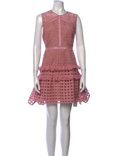 Pre-owned Self-portrait Lace Pattern Mini Dress In Pink