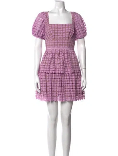 Pre-owned Self-portrait Lace Pattern Mini Dress In Pink
