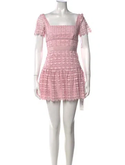 Pre-owned Self-portrait Lace Pattern Mini Dress In Pink