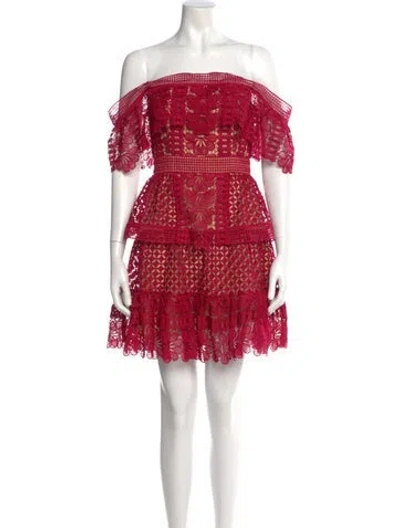 Pre-owned Self-portrait Lace Pattern Mini Dress In Red