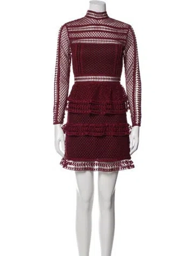 Pre-owned Self-portrait Lace Pattern Mini Dress In Red