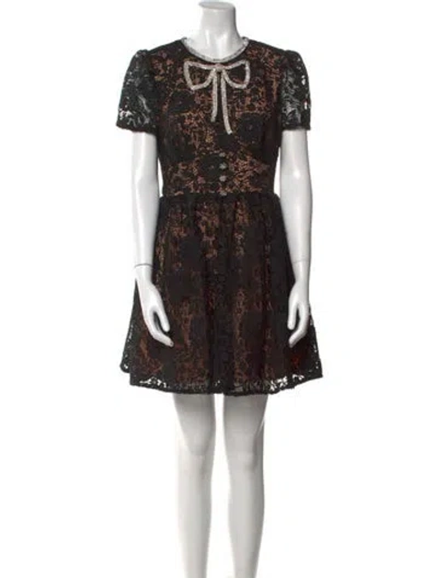 Pre-owned Self-portrait Lace Pattern Mini Dress W/ Tags In Black