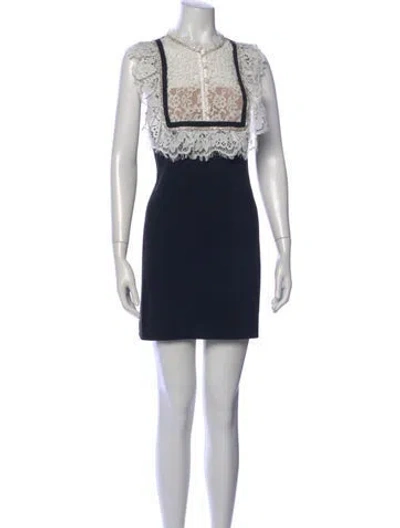 Pre-owned Self-portrait Lace Pattern Mini Dress W/ Tags In Black