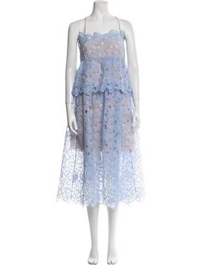 Pre-owned Self-portrait Lace Pattern Mini Dress W/ Tags In Blue