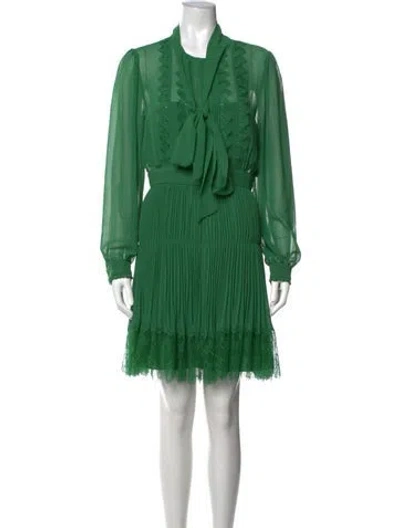 Pre-owned Self-portrait Lace Pattern Mini Dress W/ Tags In Green