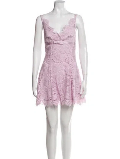 Pre-owned Self-portrait Lace Pattern Mini Dress W/ Tags In Purple