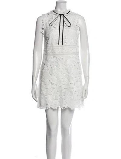 Pre-owned Self-portrait Lace Pattern Mini Dress W/ Tags In White