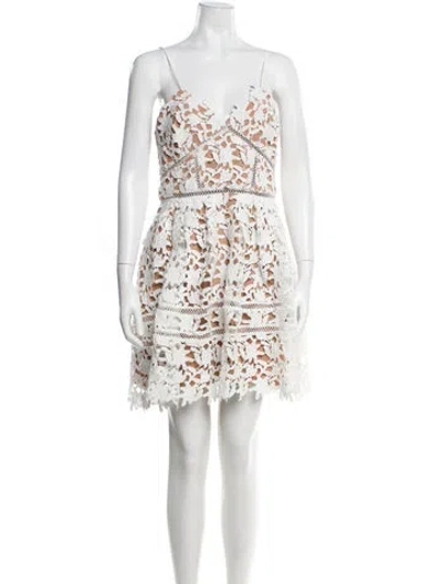 Pre-owned Self-portrait Lace Pattern Mini Dress In White