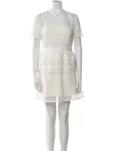 Pre-owned Self-portrait Lace Pattern Mini Dress In White