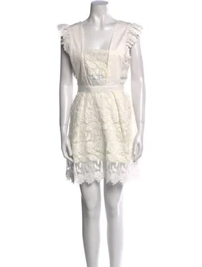 Pre-owned Self-portrait Lace Pattern Mini Dress In White