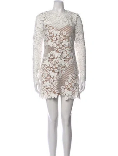 Pre-owned Self-portrait Lace Pattern Mini Dress In White