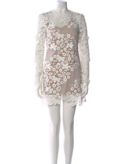 Pre-owned Self-portrait Lace Pattern Mini Dress In White