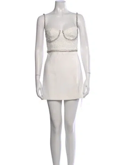 Pre-owned Self-portrait Lace Pattern Mini Dress In White