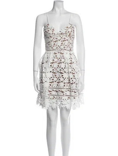 Pre-owned Self-portrait Lace Pattern Mini Dress In White