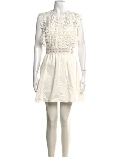 Pre-owned Self-portrait Lace Pattern Mini Dress In White