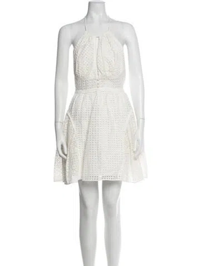 Pre-owned Self-portrait Lace Pattern Mini Dress In White
