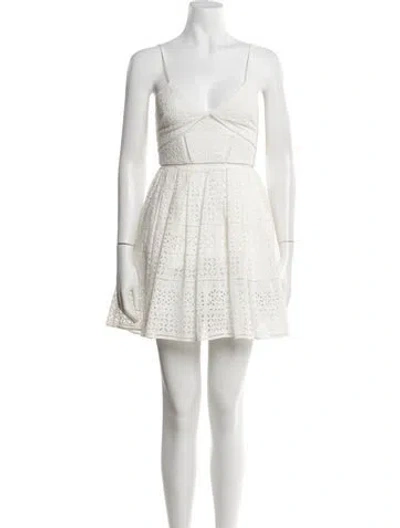 Pre-owned Self-portrait Lace Pattern Mini Dress In White