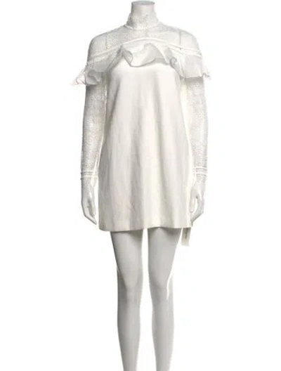Pre-owned Self-portrait Lace Pattern Mini Dress In White