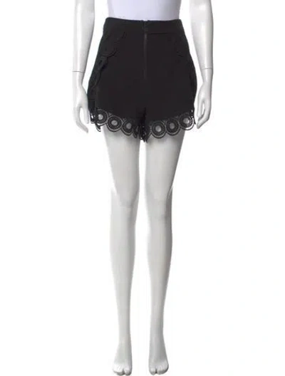 Pre-owned Self-portrait Lace Pattern Mini Shorts In Black