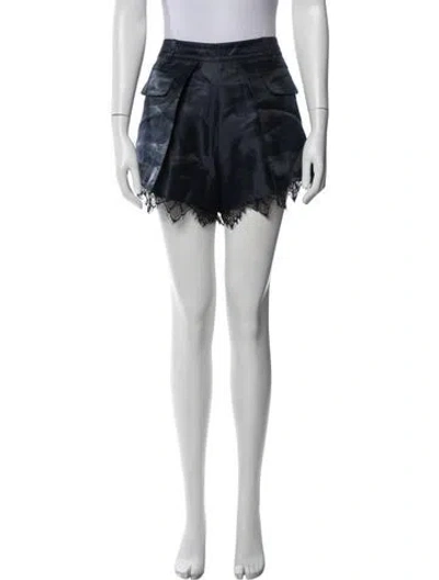 Pre-owned Self-portrait Lace Pattern Mini Shorts In Blue
