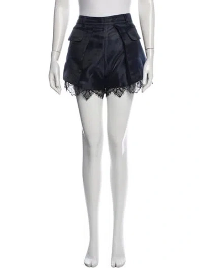 Pre-owned Self-portrait Lace Pattern Mini Shorts In Blue