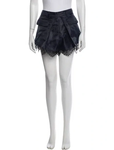 Pre-owned Self-portrait Lace Pattern Mini Shorts In Blue
