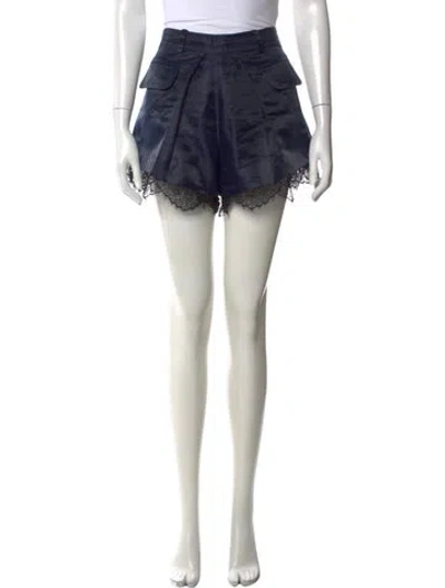 Pre-owned Self-portrait Lace Pattern Mini Shorts In Blue