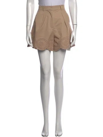 Pre-owned Self-portrait Lace Pattern Mini Shorts In Brown